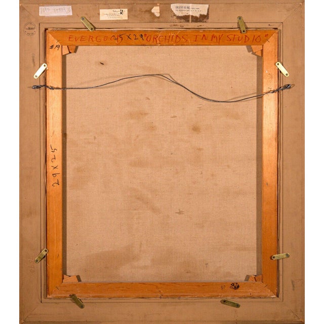 An expressive modern oil painting on canvas titled “Orchids in my Studio” by American Social Realism painter Philip...