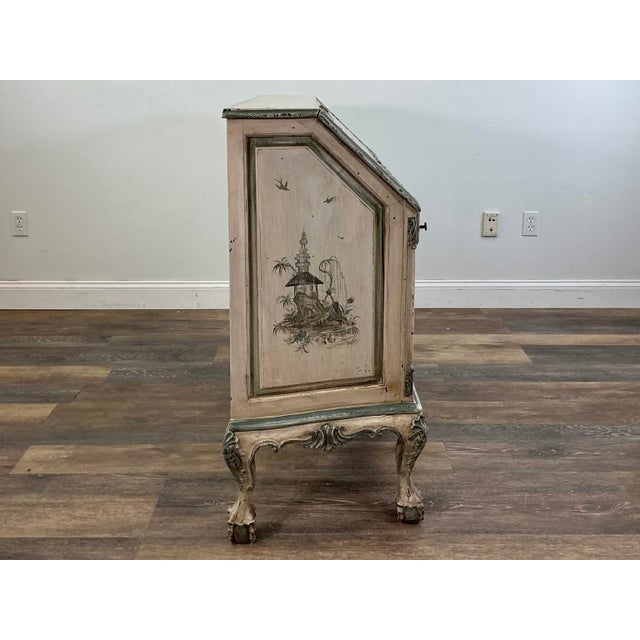 1940s French Louis XV–Style Hand-Painted Secretary Desk by Desbordes, Paris — Provenance Louis Louis Antiques, Greenwich For Sale - Image 4 of 16