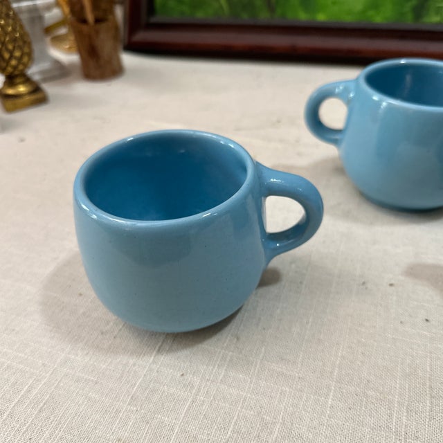 Ceramic 1970s Frankoma Blue Ceramic Mugs- Set of 3 For Sale - Image 7 of 8