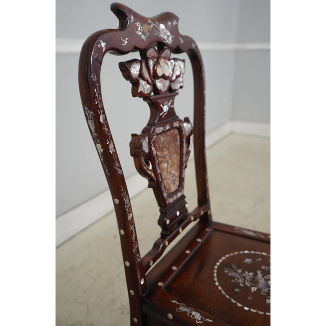 Pair of Vietnamese Mother of Pearl Inlaid Occasional Side Chairs For Sale In Philadelphia - Image 6 of 18