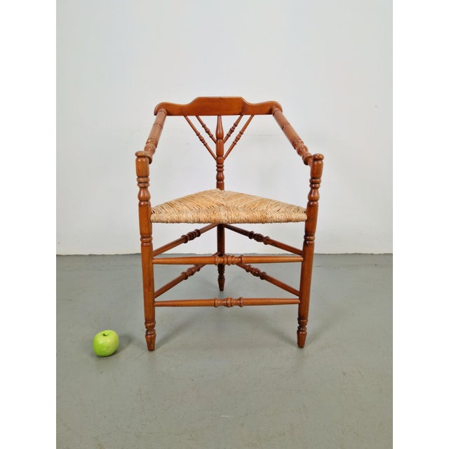 Wood Dutch Bobbin and Rush Corner Chair, 1950s For Sale - Image 7 of 9