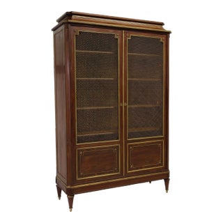 French Louis XVI Style Mahogany Bookcase Cabinet For Sale