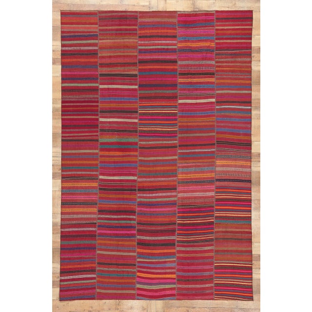 Rustic Vintage Turkish Striped Kilim Rug - 07'03 X 11'00 For Sale - Image 9 of 10