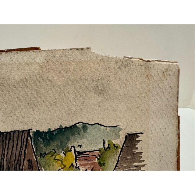 Rustic Henry Emil Salloch Original Watercolor on Paper Quaint Rural Village, 1957. For Sale - Image 3 of 7