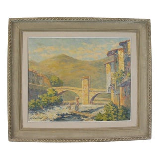 Pol Presson, Pont-Vieux Sospel, 1920s, Framed For Sale