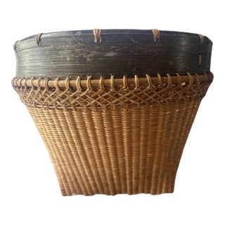 1960s Japanese Harvest Basket Planter For Sale