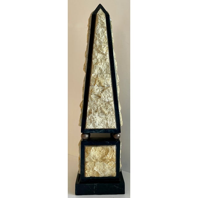 Neoclassical Neoclassical Stone & Black Marble Obelisk With Bronze Details For Sale - Image 3 of 10