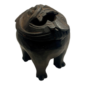 19th Century Edo / Meiji Period Japanese Mingei Wooden Foo Lion 'Luduan' Censer