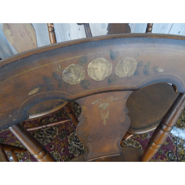 19th Century Hand Decorated Plank Bottom Hardwood Chairs - Set of Six For Sale - Image 4 of 14