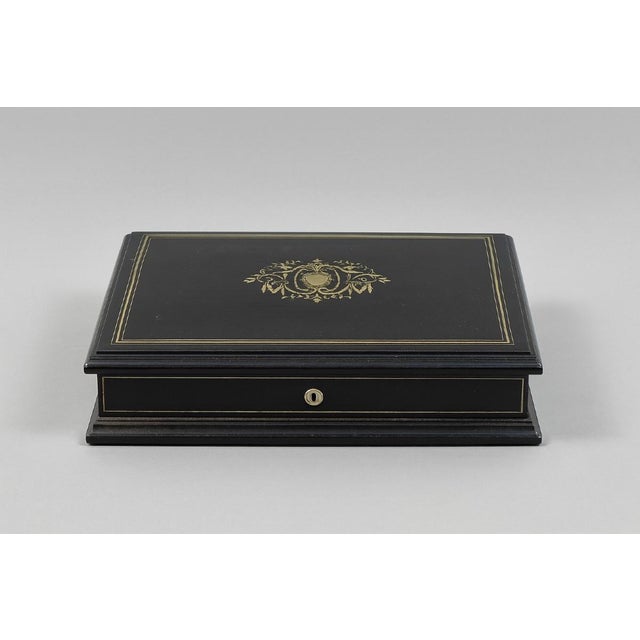 Black Napoleon III Ebony and Mahogany Box with Inlays of Precious Materials For Sale - Image 8 of 8
