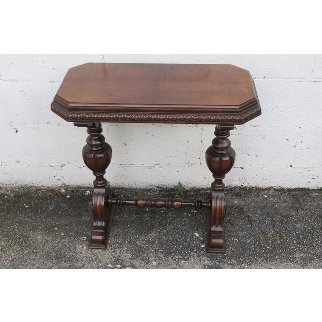 Early 1900s Hand Carved Small Console Table Desk 6174 For Sale - Image 13 of 13