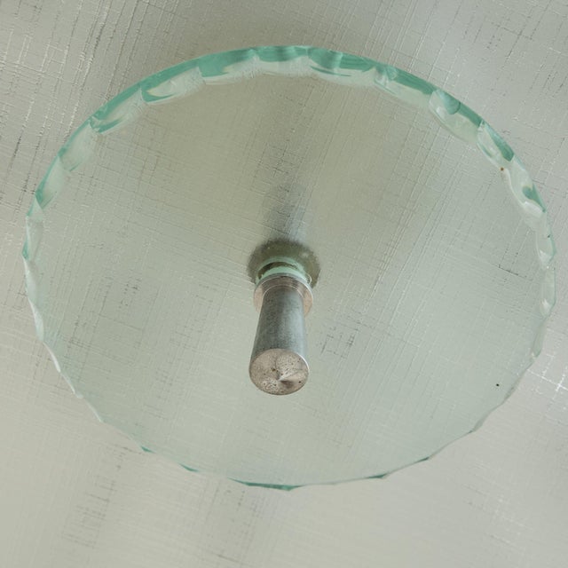 Italian Glass + Chrome Chandelier in the Manner of Fontana Arte, 1960s For Sale - Image 9 of 11