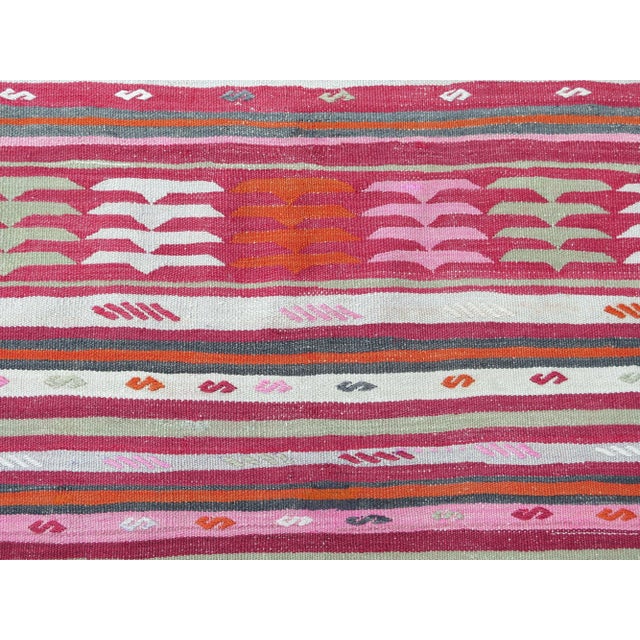 Ruby Red Vintage Turkish Handwoven Wool Kilim Area Rugs For Sale - Image 8 of 11