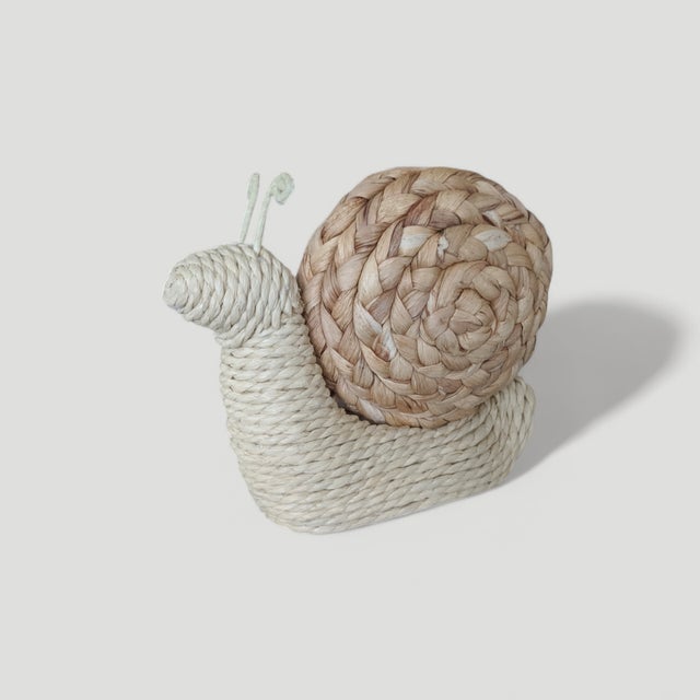 Vintage Wicker and Sisal Rope Snail Figurine For Sale - Image 4 of 11