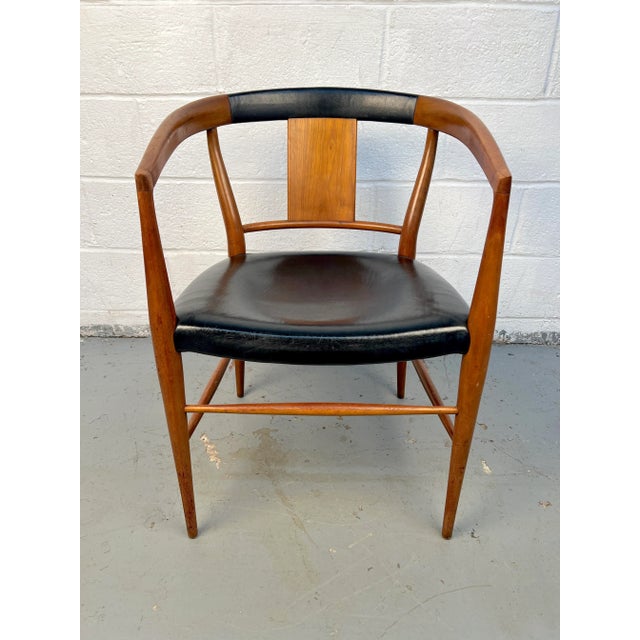 Wood Mid-Century Modern Teak and Black Leather Chair For Sale - Image 7 of 9