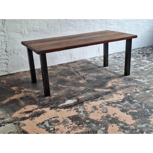 Mid-Century Modern Brutalist Teak and Patinated Steel Dining Table, 1960s For Sale - Image 13 of 15