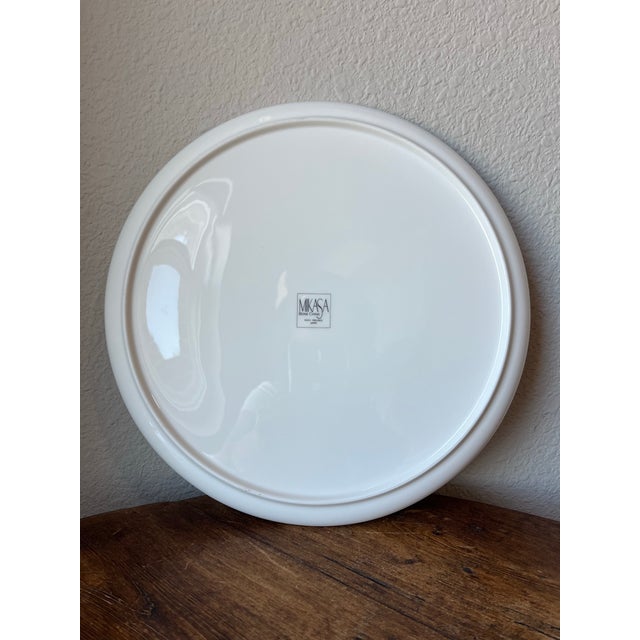 Shabby Chic 1980s Mikasa Feelings Pattern 12" Bone China Porcelain Cake Plate, Platter For Sale - Image 3 of 7