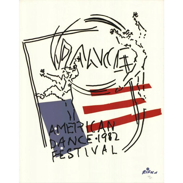 1982 Judy Rifka 'American Dance Festival 1982' Contemporary White, Black Serigraph For Sale