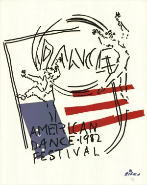 1982 Judy Rifka 'American Dance Festival 1982' Contemporary White, Black Serigraph
