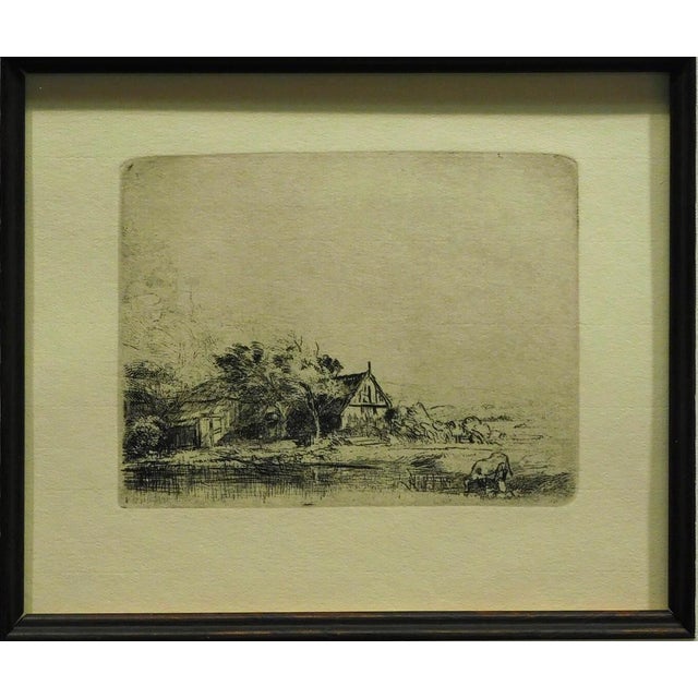 A Genuine Original Etching Printed Directly From the Copper Etching Plate Created by Rembrandt Van Rijn "Landscape with A...