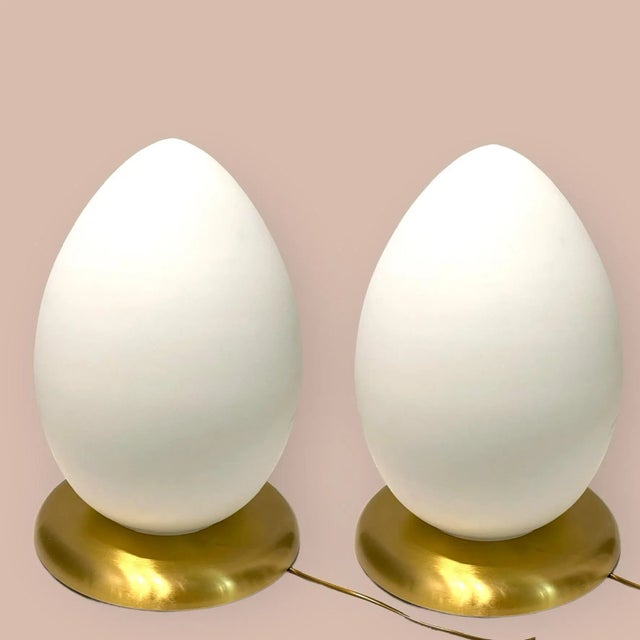 Opaline Glass Egg Table Lamps, Set of 2 For Sale - Image 6 of 6
