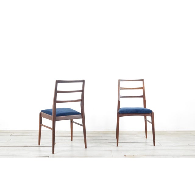 Teak and Velvet Dining Chairs attributed to Richard Hornby for Fyne Ladye, 1960s, Set of 4 For Sale - Image 6 of 7