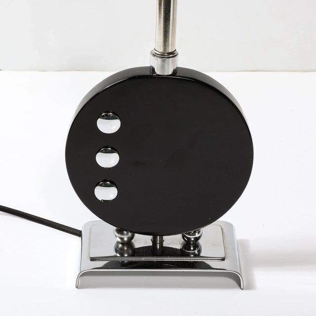 Art Deco Table Lamp in Black Lacquer W/Chrome Detailing After Donald Deskey For Sale - Image 11 of 12