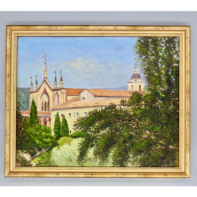 Early 20th Century Pair of Antique French Oil Paintings on Board — Signed Sansky, Monastère De Cimiez, Nice, Circa Early 20th Century For Sale - Image 5 of 13