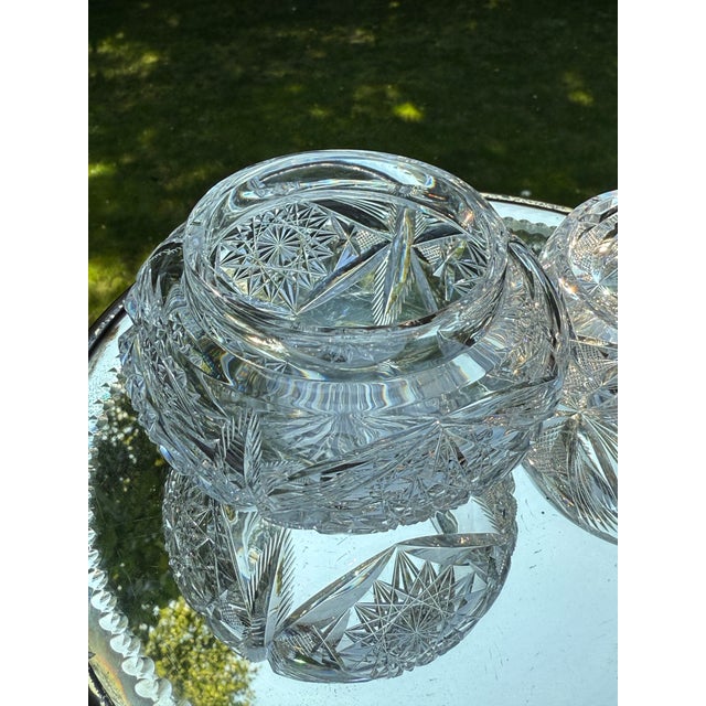 Libbey Glass Co. Antique Libbey Crystal Cut Glass Powder Jar American Brilliant Period For Sale - Image 4 of 10