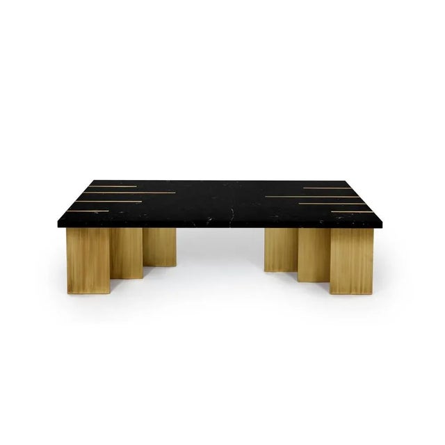 Contemporary Pianist Nero Marquina Marble Coffee Table by Insidherland For Sale - Image 3 of 5