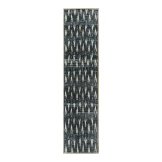 Contemporary Block Print Geometric Natural Silk Runner by Rug & Kilim, India For Sale