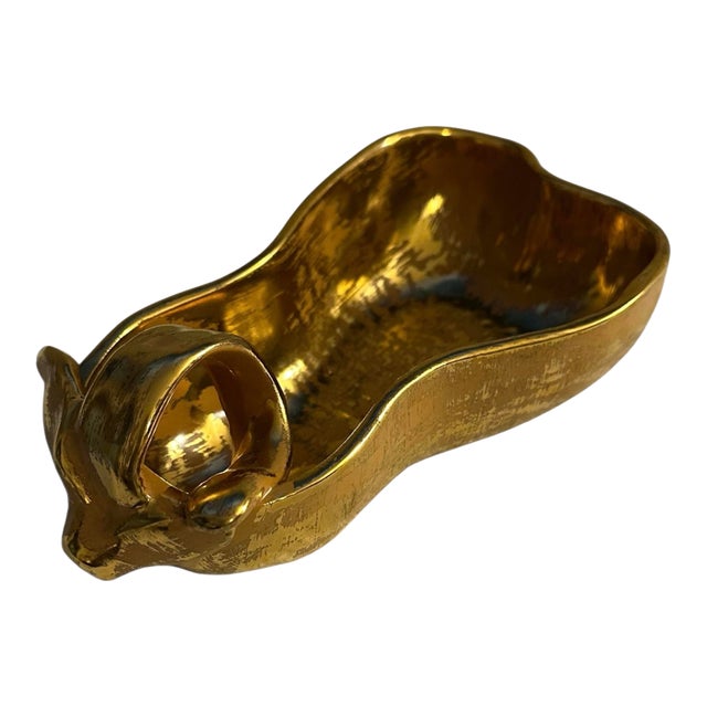 Vintage Stangl Pottery Granada Gold Pear Dish For Sale