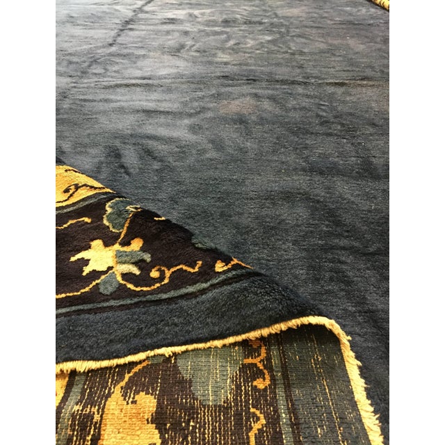 Chinese Blue Woolen Rug, 1920s For Sale - Image 12 of 16