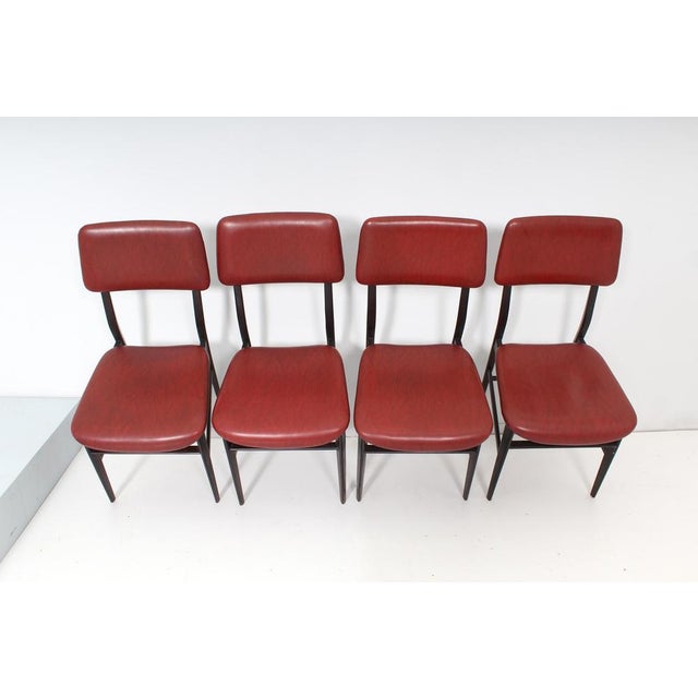 Brown Wooden Chairs attributed to Edmondo Palutari and Vittorio Dassi, Italy, 1960s, Set of 4 For Sale - Image 8 of 18