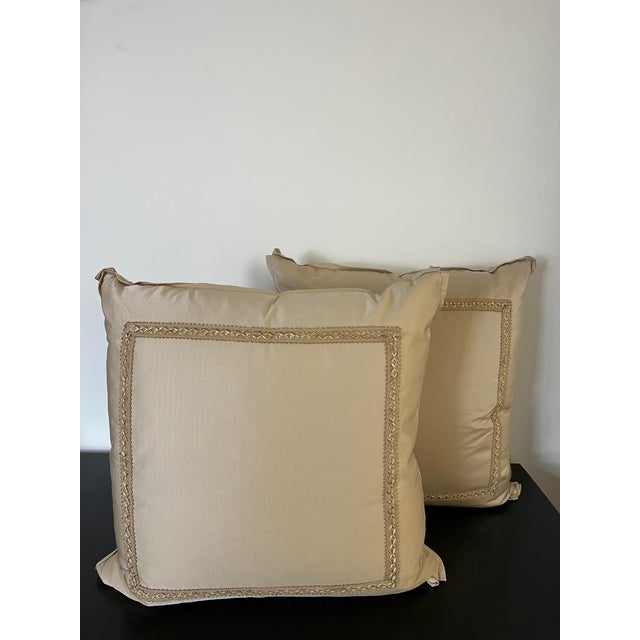Nancy Corzine Pillows in a Fine Ottoman Fabric With a Flat Braid