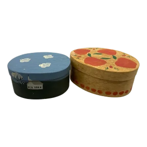Vintage Handpainted Shaker Bent Wood Boxes - a Pair