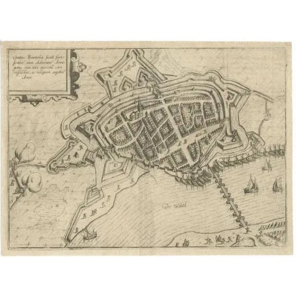 Antique Map of Zaltbommel in the Netherlands by Guicciardini, 1613 For Sale - Image 6 of 6