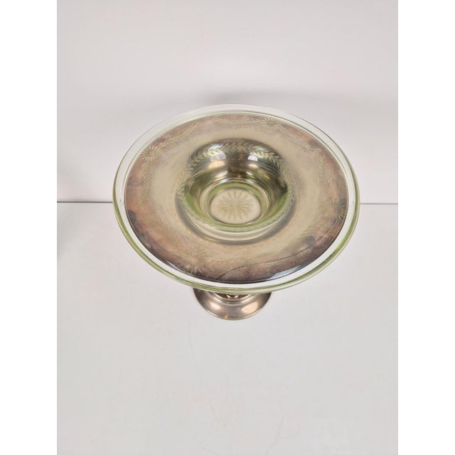 Art Deco Silver Plated Metal Centerpiece with Glass Bowl, 1930s For Sale - Image 10 of 14