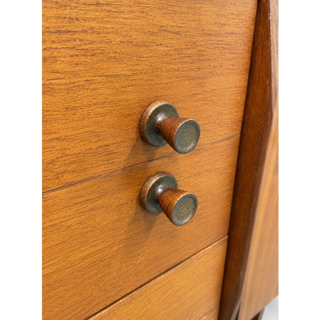 Compact Mid Century Modern Teak Cabinet | Petite Danish Modern Small Credenza | Apartment Size Tv Stand, C. 1960’s For Sale - Image 13 of 16