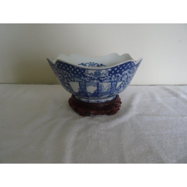 An alluring colorful Blue & White Bowl with an expensive covered stand for and elegant presentation. Great for Candy or Keys!