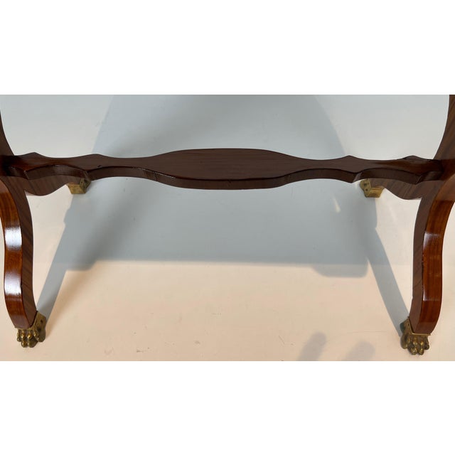 Early 19th Century Wooden planter with inlaid lovers, "X" base and bronze claw feet For Sale - Image 11 of 12