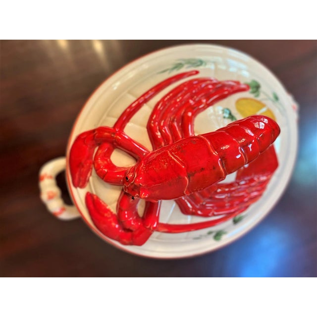 Metal Mid-Century Large Ceramic Lobster-Topped Italian Soup Tureen For Sale - Image 7 of 13