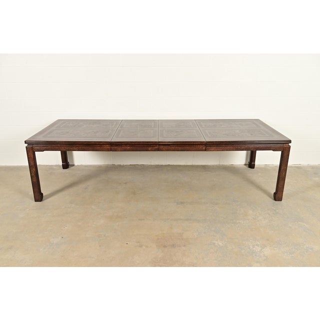 Mid-Century Modern Mario Buatta for John Widdicomb Hollywood Regency Chinoiserie Faux Tortoise Shell Extension Dining Table, Circa 1970s For Sale - Image 3 of 16