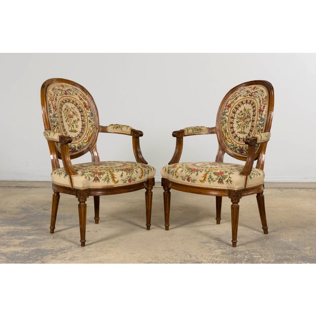 Set of Six 19th Century French Walnut Side Chairs, Louis XVI Style For Sale - Image 14 of 18