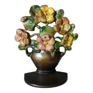 Antique Nasturtium Bowl Cast Iron Flower Urn Doorstop For Sale