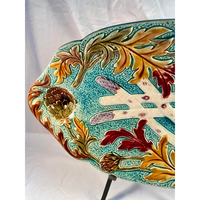 1900 - 1909 Antique, French Majolica Asparagus Platter - 1900s For Sale - Image 5 of 8