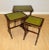 Mahogany Nesting Tables with Green Leather Tops & Harp Shaped Support Sides, Set of 3 For Sale - Image 4 of 13