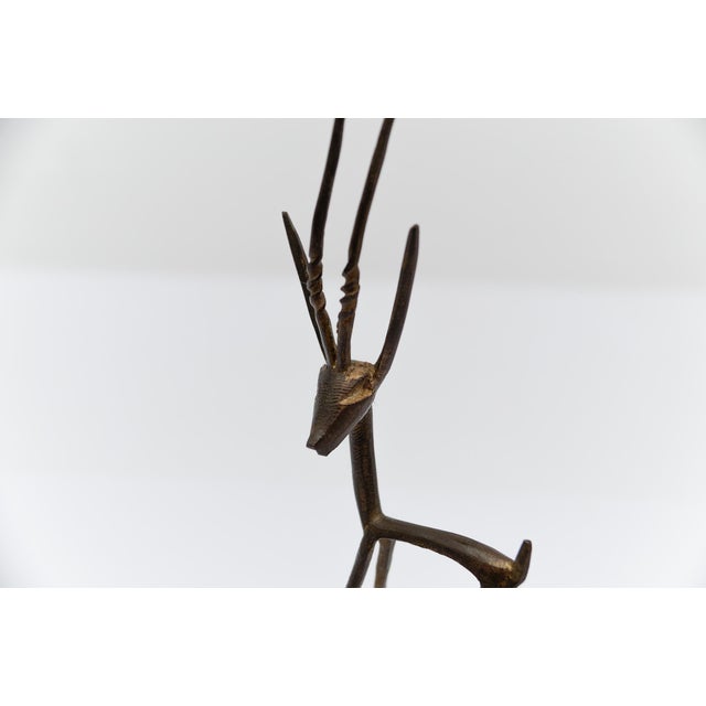 Black Vintage Handmade Gazelle Brass and Bronze Sculpture, 1960s For Sale - Image 8 of 10