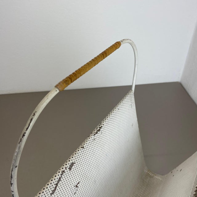 White Metal Hole Pattern Magazine Holder in the style of Carl Auböck, France, 1950s For Sale - Image 11 of 18