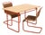 Table with Chairs in Red Lacquered Tubular Steel by S. Meier for Rohrmöbelfabrik, 1920s, Set of 3 For Sale